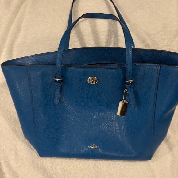 Coach Blue Leather Tote Bag - Picture 1 of 4